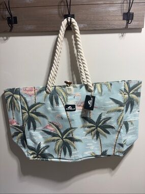 New  Sun Ninja tropical canvas beach bag  🌴  🦩